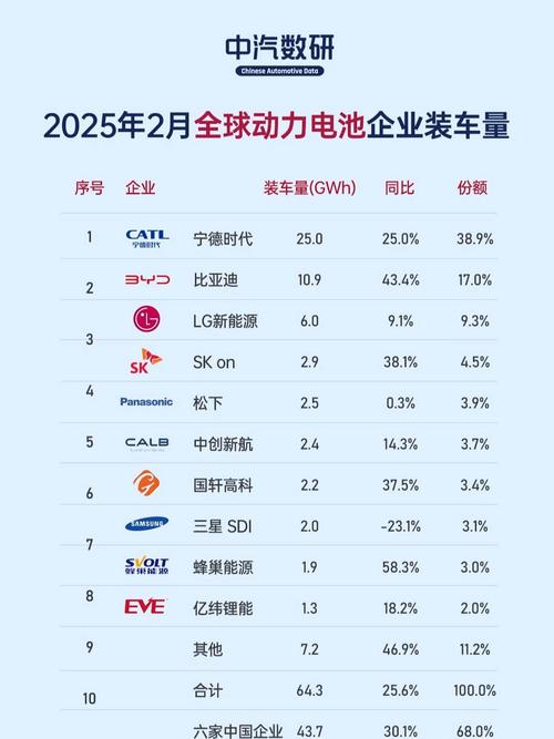 2025年电池前十品牌